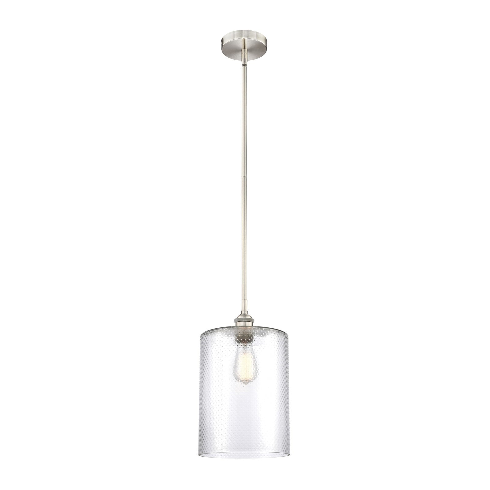 Innovations Cobbleskill 9in 1-Light Mini Pendant | Industrial Brushed Satin Nickel Steel and Clear Glass | Kitchen Island & | Model 616-1S-SN-G112-L-LED