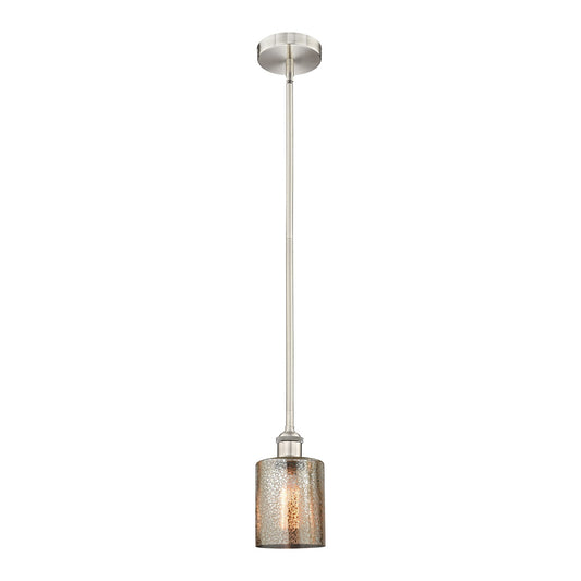 Innovations Cobbleskill 5in 1-Light Mini Pendant | Industrial Brushed Satin Nickel Steel and Mercury Glass | Kitchen Island & | Model 616-1S-SN-G116-LED