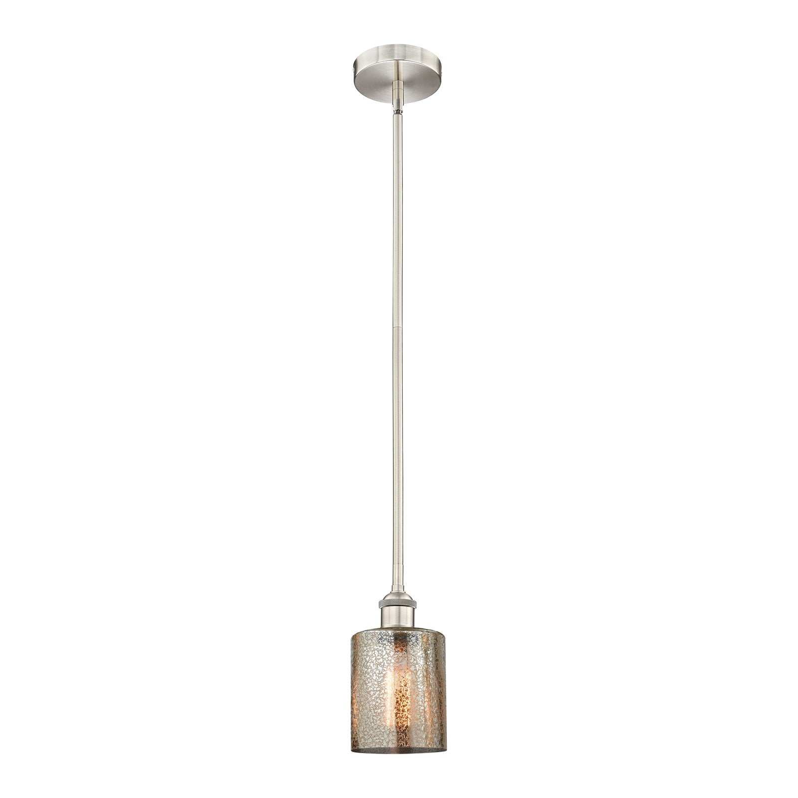 Innovations Cobbleskill 5in 1-Light Mini Pendant | Industrial Brushed Satin Nickel Steel and Mercury Glass | Kitchen Island & | Model 616-1S-SN-G116-LED