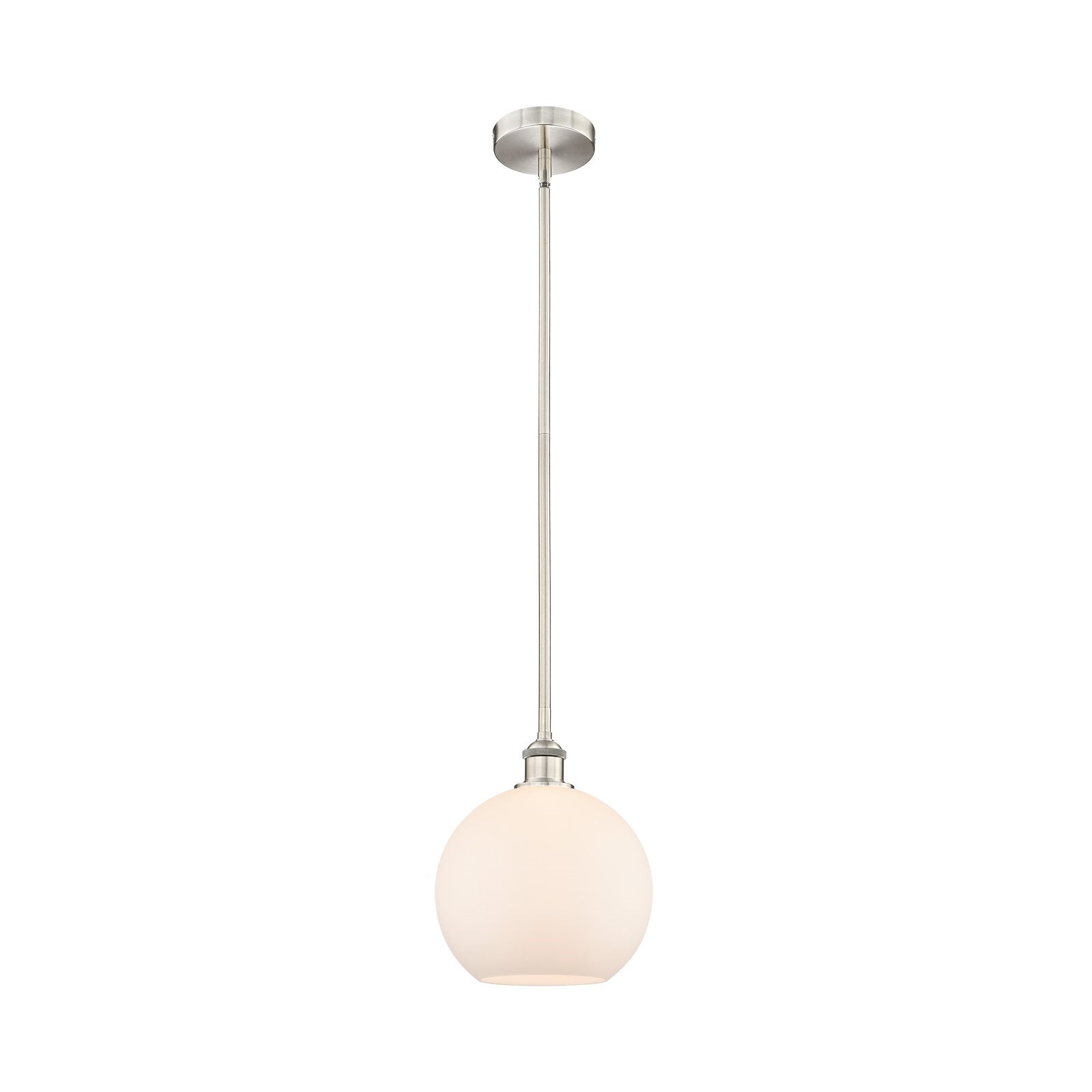 Innovations Athens 10in 1-Light Mini Pendant | Industrial Brushed Satin Nickel and Matte White Glass | Kitchen Island & Dining | Model 616-1S-SN-G121-10