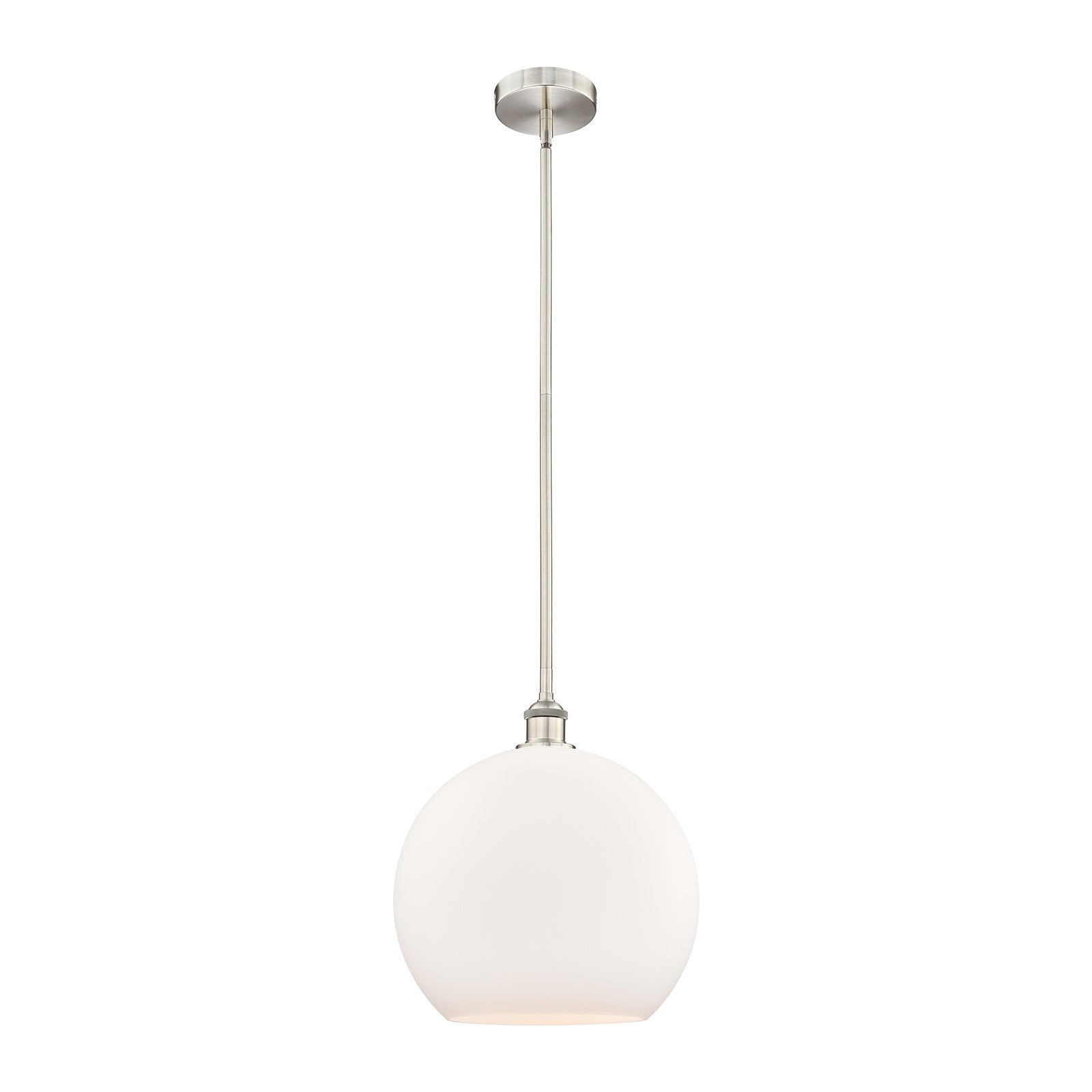 Innovations Athens 14in 1-Light Pendant | Industrial Brushed Satin Nickel and Matte White Glass | Kitchen Island & Dining Room | Model 616-1S-SN-G121-14