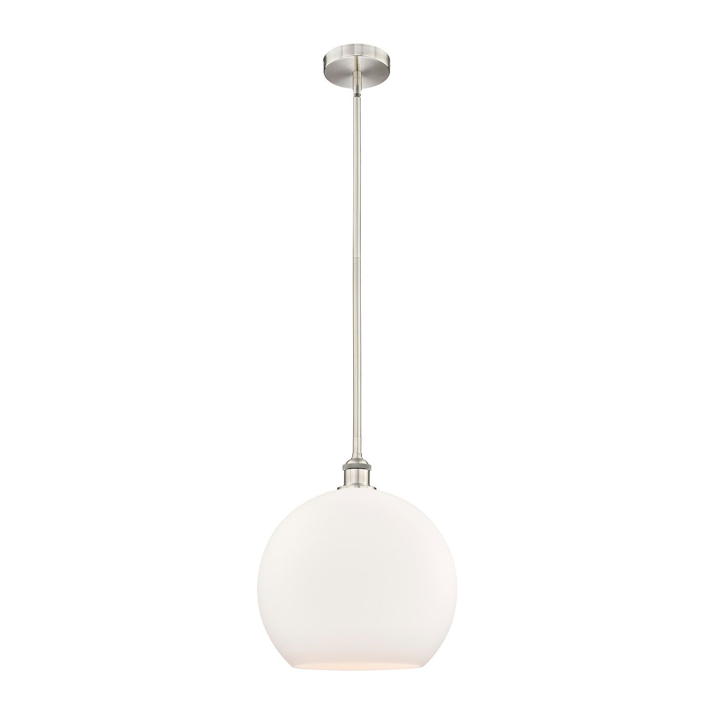 Innovations Athens 14in 1-Light Pendant | Industrial Brushed Satin Nickel Steel and Matte White Glass | Kitchen Island & | Model 616-1S-SN-G121-14-LED