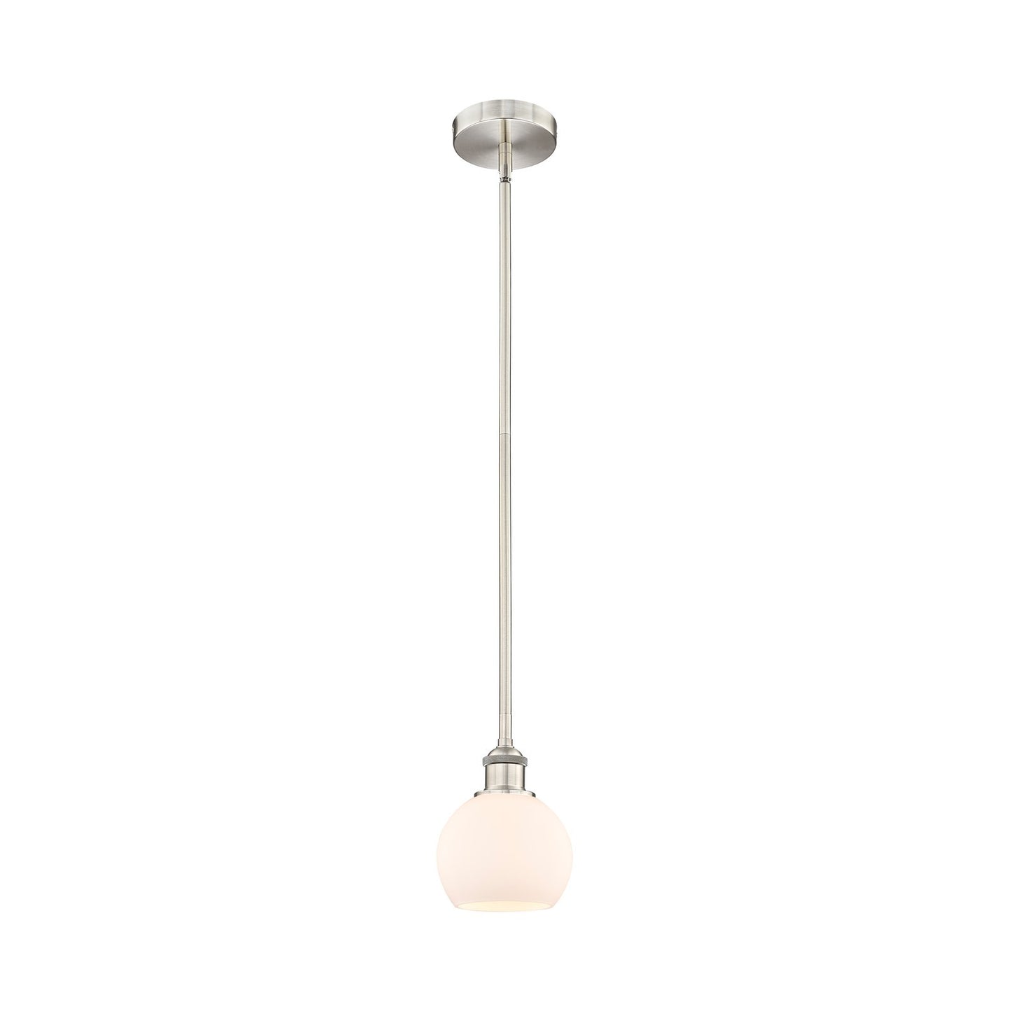 Innovations Athens 6in 1-Light Mini Pendant | Industrial Brushed Satin Nickel and Matte White Glass | Kitchen Island & Dining | Model 616-1S-SN-G121-6