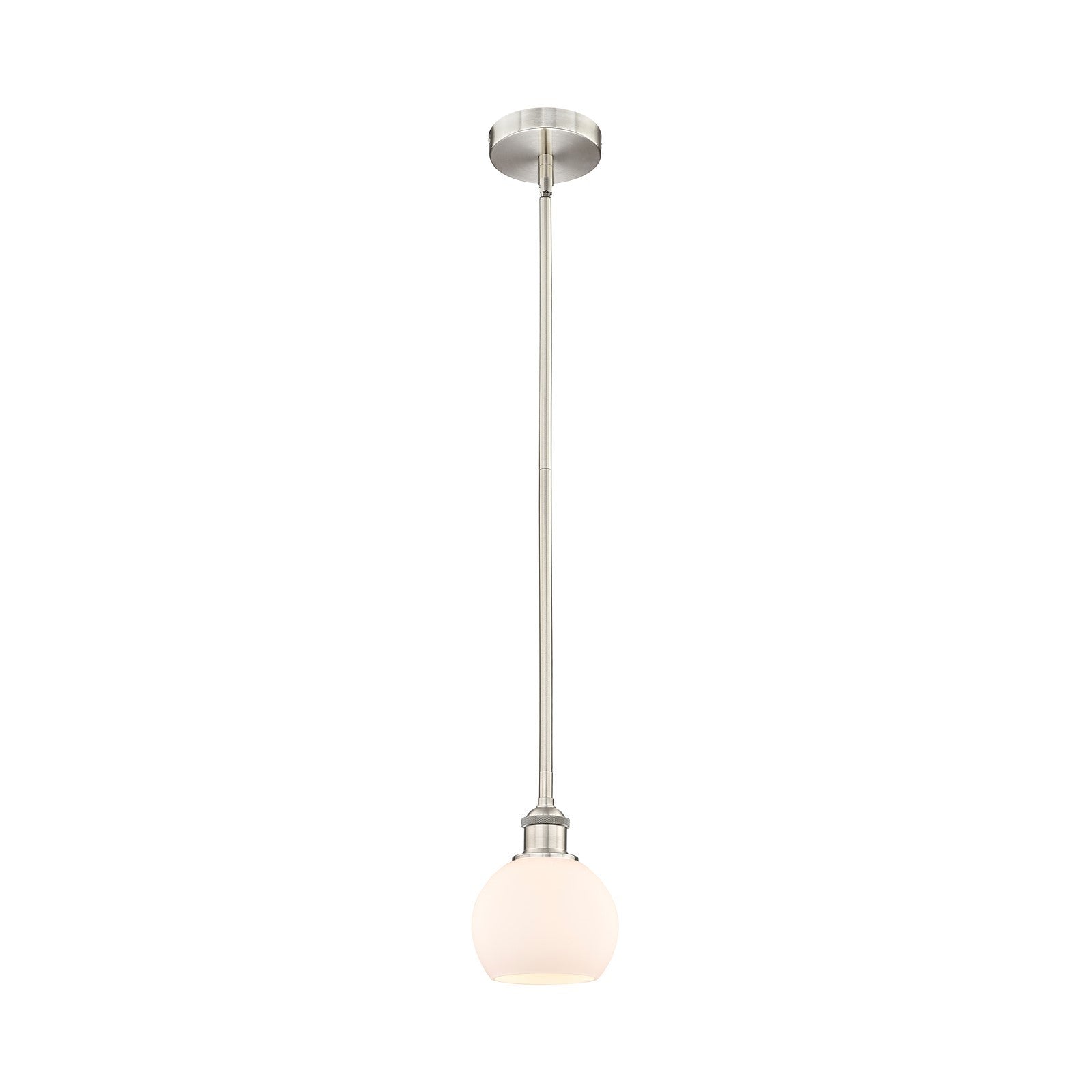 Innovations Athens 6in 1-Light Mini Pendant | Industrial Brushed Satin Nickel and Matte White Glass | Kitchen Island & Dining | Model 616-1S-SN-G121-6