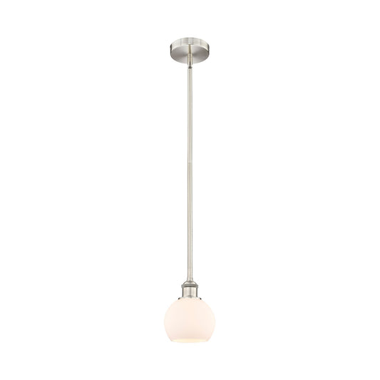 Innovations Athens 6in 1-Light Mini Pendant | Industrial Brushed Satin Nickel and Matte White Glass | Kitchen Island & Dining | Model 616-1S-SN-G121-6