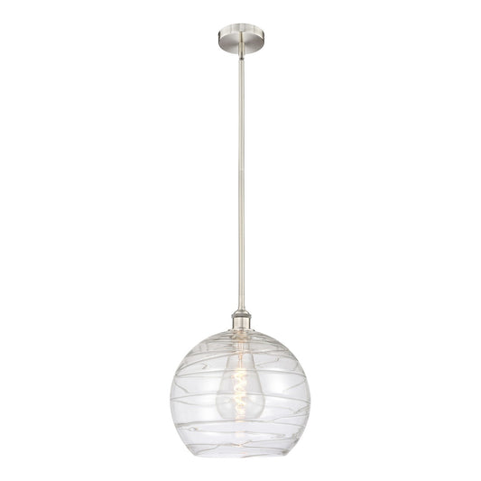 Innovations Athens Deco Swirl 14in 1-Light Mini Pendant | Industrial Brushed Satin Nickel and Clear Glass | Kitchen Island & | Model 616-1S-SN-G1213-14CL