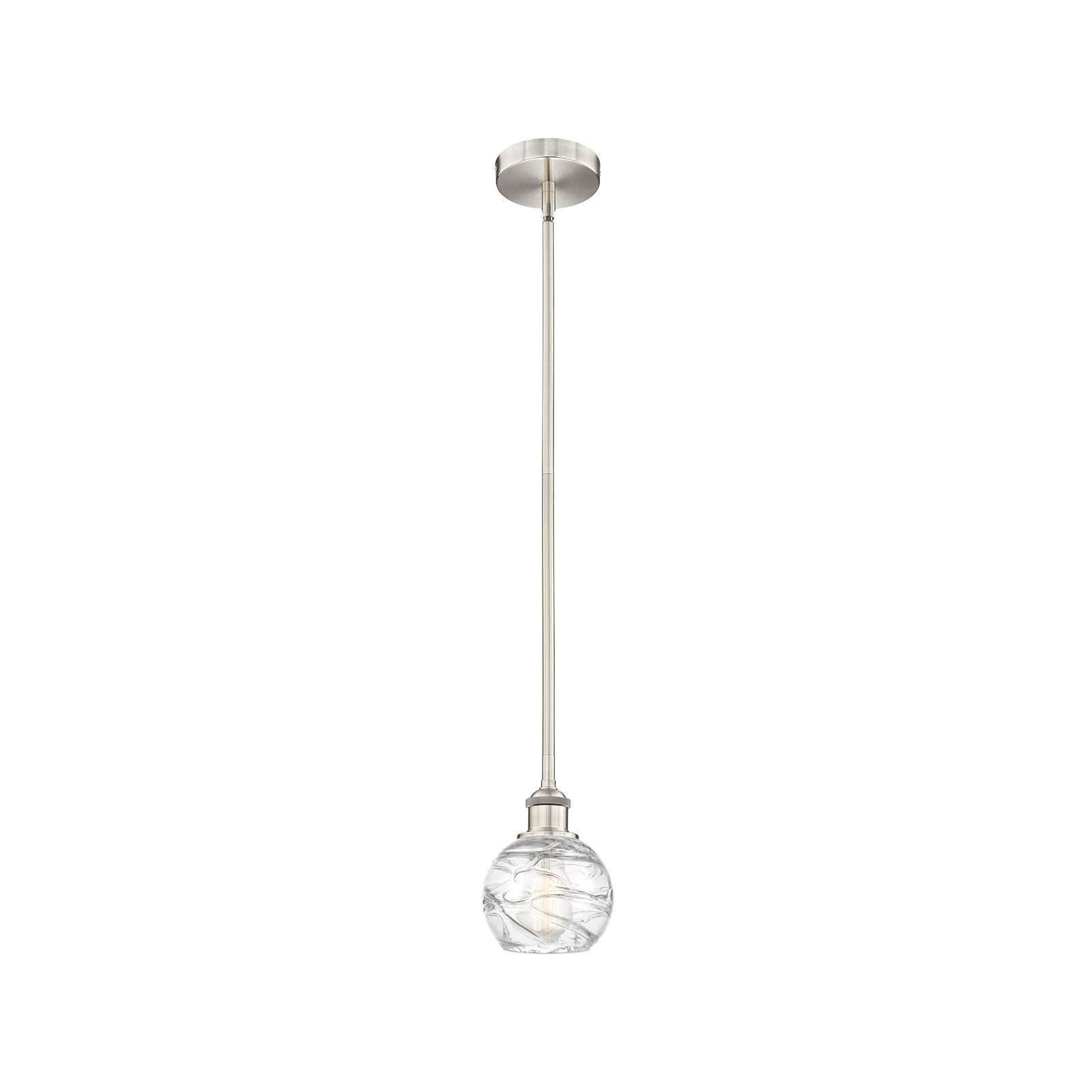 Innovations Athens Deco Swirl 6in 1-Light Mini Pendant | Industrial Brushed Satin Nickel and Clear Deco Swirl Glass | Kitchen | Model 616-1S-SN-G1213-6CL