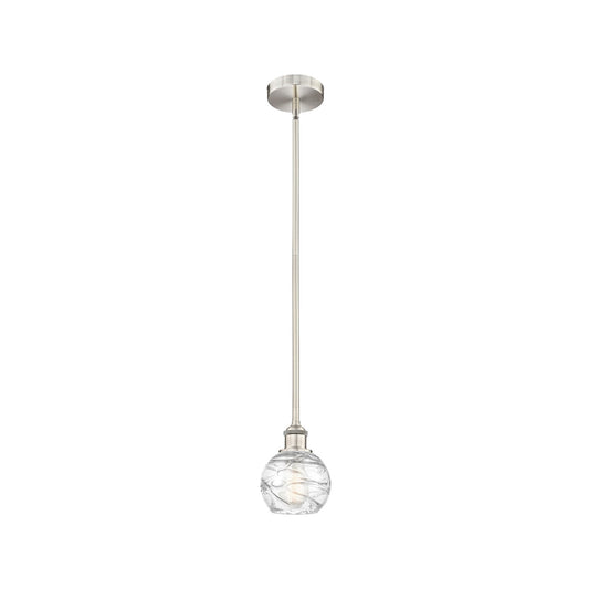 Innovations Athens Deco Swirl 6in 1-Light Mini Pendant | Industrial Brushed Satin Nickel and Clear Deco Swirl Glass | Kitchen | Model 616-1S-SN-G1213-6CL