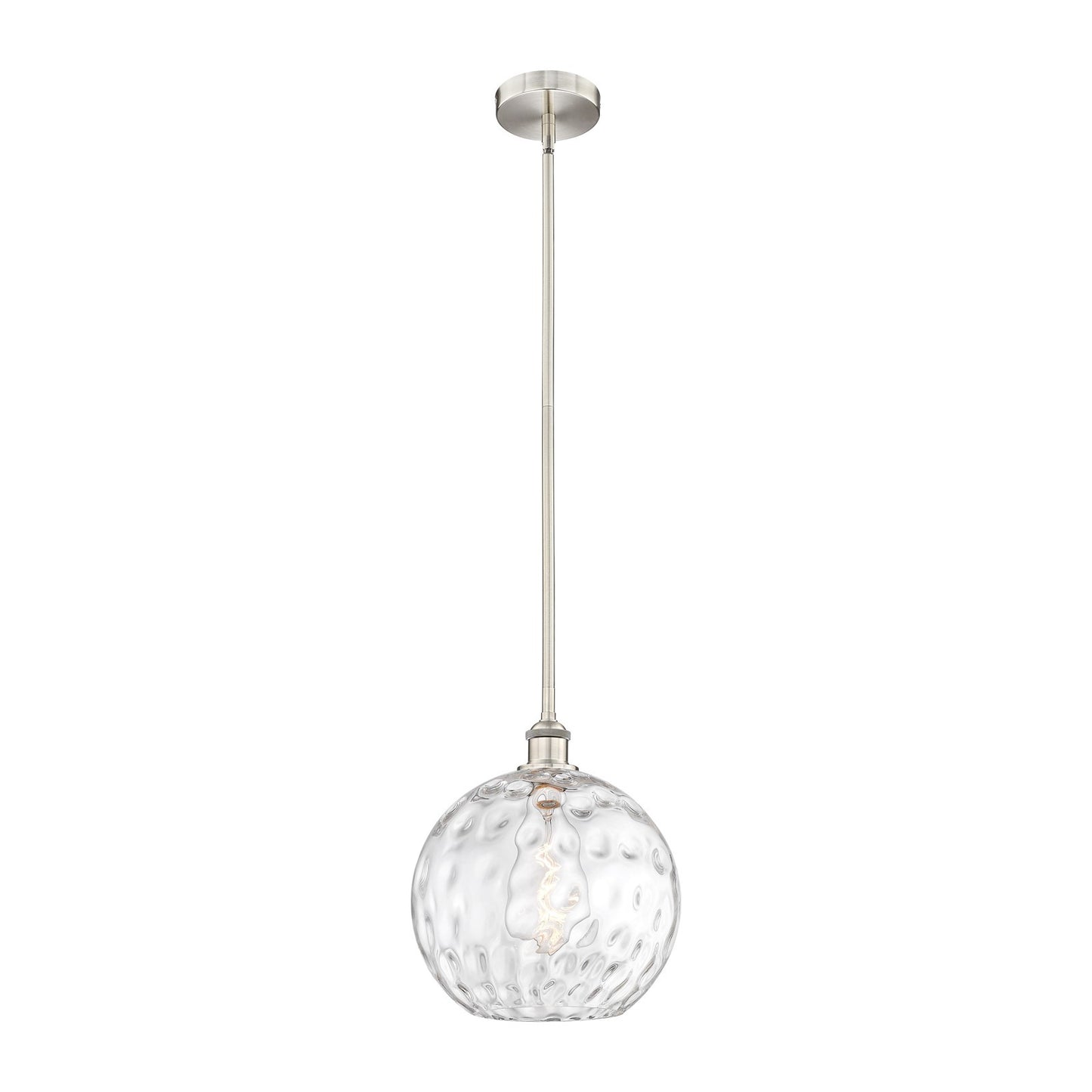 Innovations Athens 12in 1-Light Mini Pendant | Industrial Brushed Satin Nickel Steel and Clear Water Glass | Kitchen Island & | Model 616-1S-SN-G1215-12