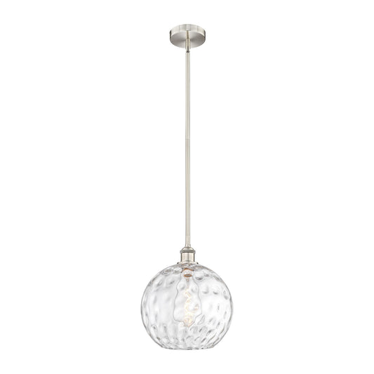 Innovations Athens 12in 1-Light Mini Pendant | Industrial Brushed Satin Nickel Steel and Clear Water Glass | Kitchen Island | Model 616-1S-SN-G1215-12-LED