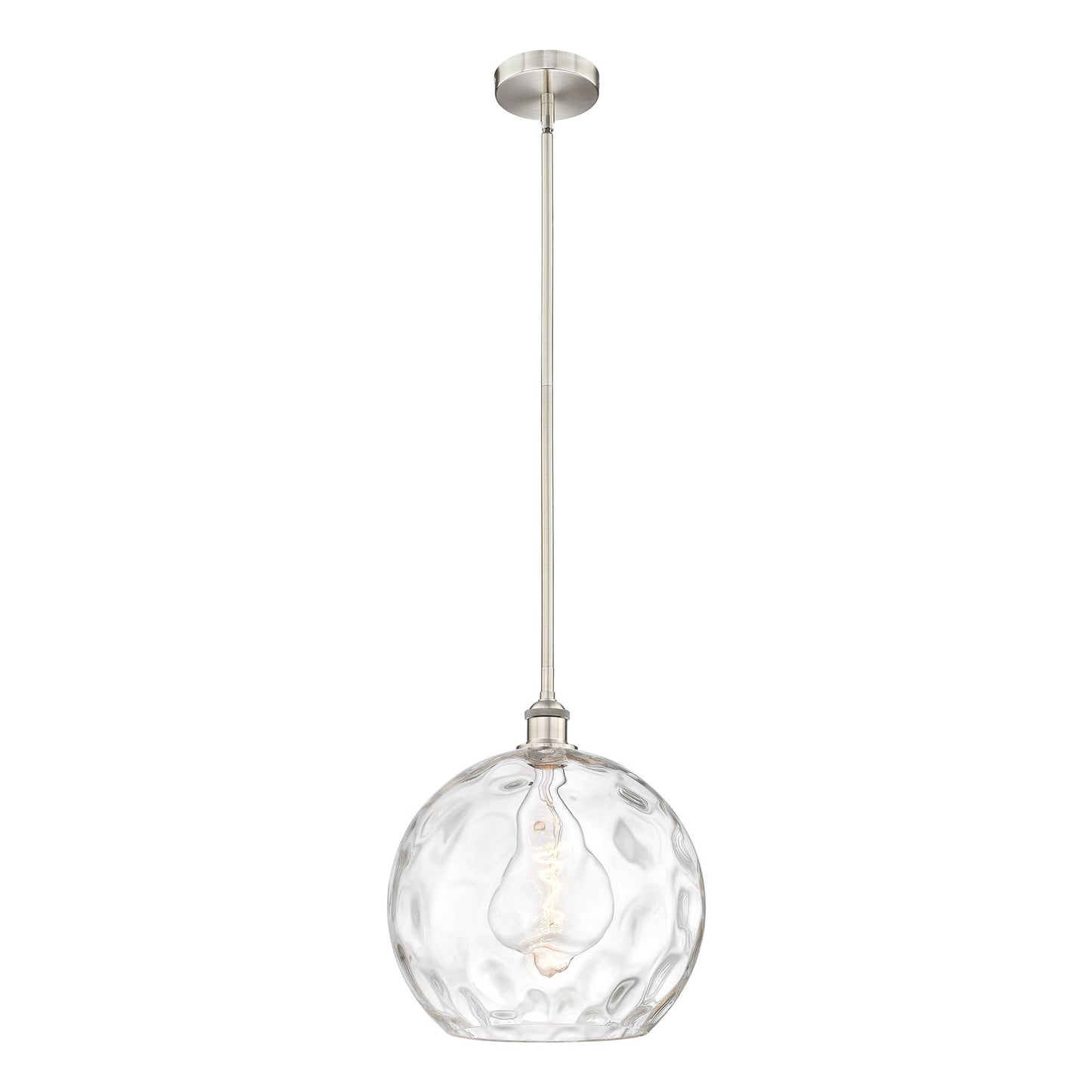 Innovations Athens Water Glass 13in 1-Light Pendant | Industrial Brushed Satin Nickel Steel and Clear Glass | Kitchen Island & | Model 616-1S-SN-G1215-14