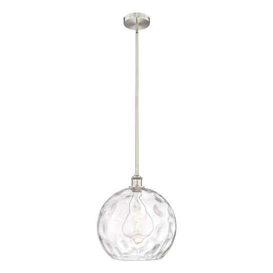 Innovations Athens Water Glass 13in 1-Light Pendant | Industrial Brushed Satin Nickel Steel and Clear Glass | Kitchen Island & | Model 616-1S-SN-G1215-14