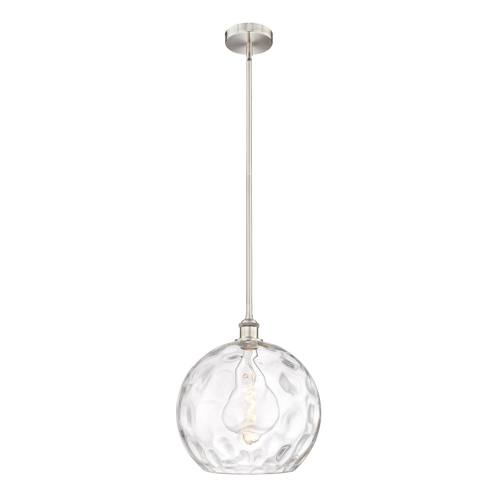 Innovations Athens Water Glass 13in 1-Light Pendant | Industrial Brushed Satin Nickel Steel and Clear Glass | Kitchen Island & | Model 616-1S-SN-G1215-14