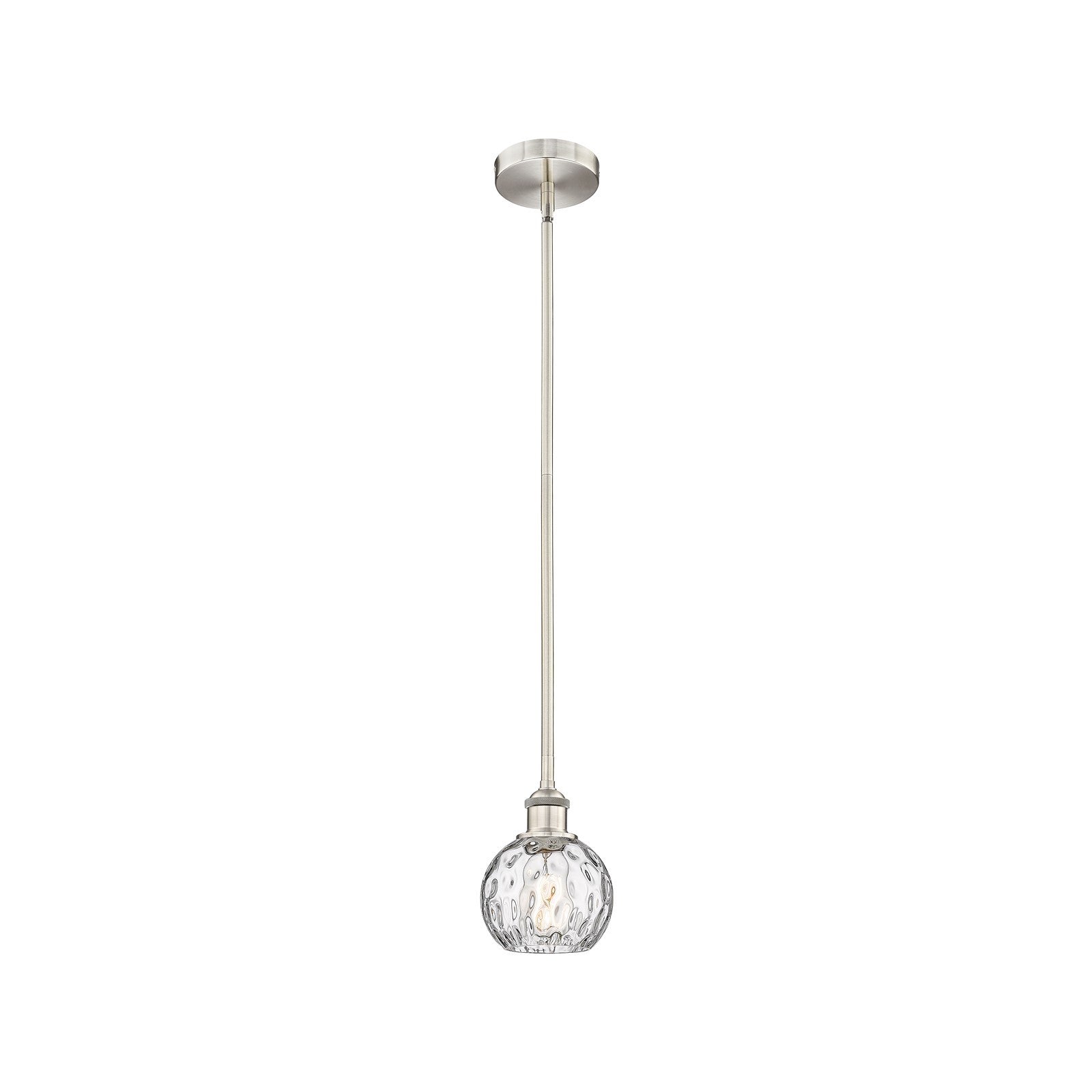 Innovations Athens Water Glass 6in 1-Light Mini Pendant | Industrial Brushed Satin Nickel Steel and Clear Water Glass | Kitchen | Model 616-1S-SN-G1215-6