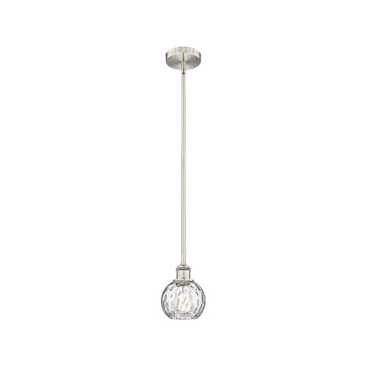 Innovations Athens Water Glass 6in 1-Light Mini Pendant | Industrial Brushed Satin Nickel Steel and Clear Water Glass | Kitchen | Model 616-1S-SN-G1215-6