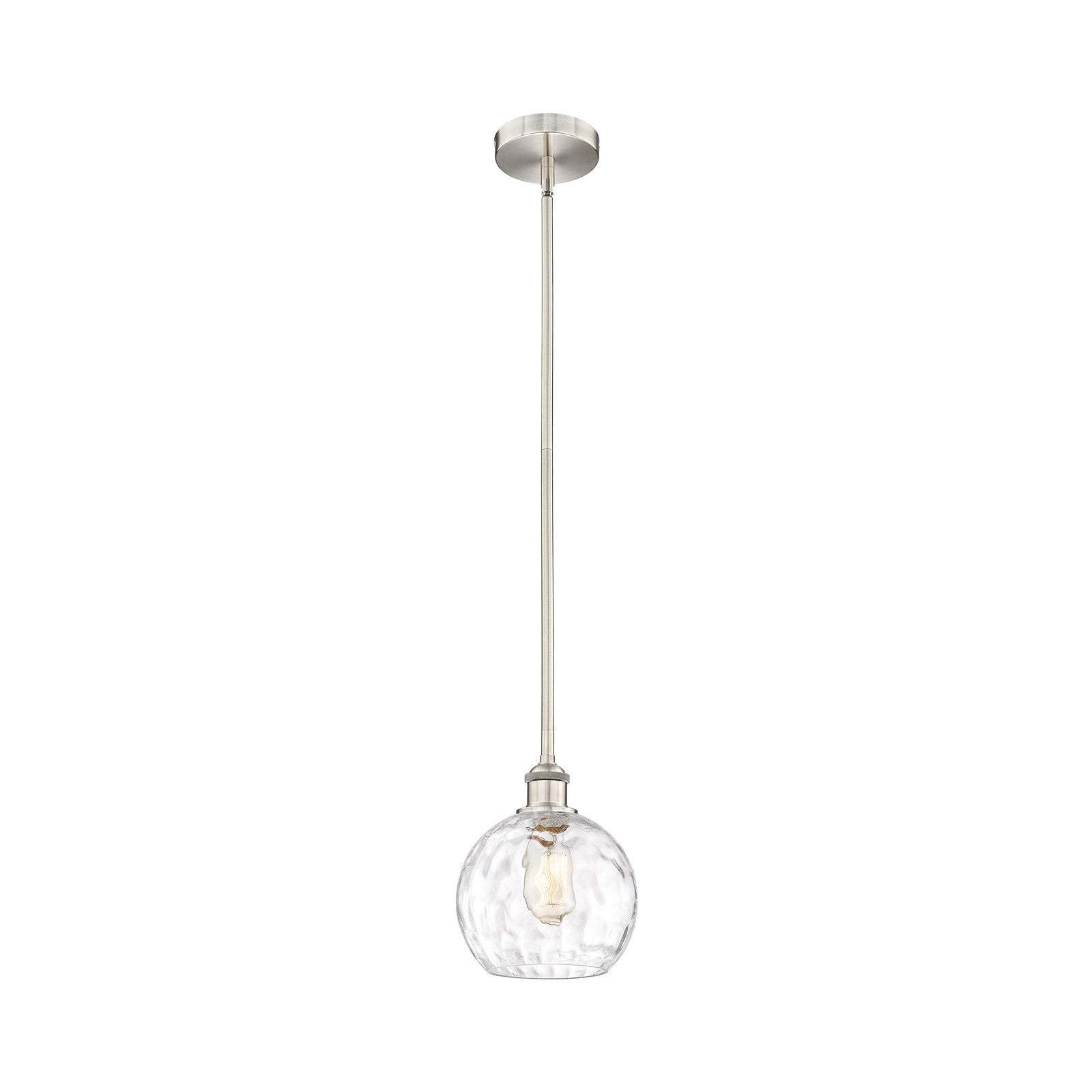 Innovations Athens 8in 1-Light Mini Pendant | Industrial Brushed Satin Nickel and Clear Water Glass | Kitchen Island & | Model 616-1S-SN-G1215-8-LED