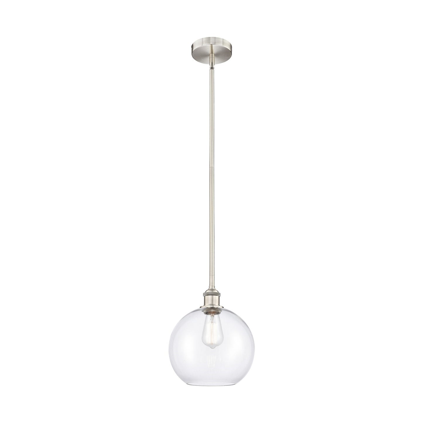 Innovations Athens 10in 1-Light Mini Pendant | Industrial Brushed Satin Nickel Steel and Clear Glass | Kitchen Island & | Model 616-1S-SN-G122-10-LED