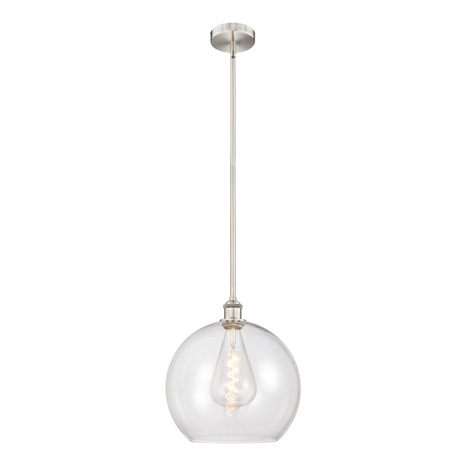 Innovations Athens 14in 1-Light Pendant | Industrial Brushed Satin Nickel Steel and Clear Glass | Kitchen Island & Dining | Model 616-1S-SN-G122-14-LED