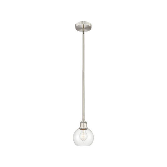 Innovations Athens 6in 1-Light Mini Pendant | Industrial Brushed Satin Nickel Steel and Clear Glass | Kitchen Island & Dining | Model 616-1S-SN-G122-6-LED