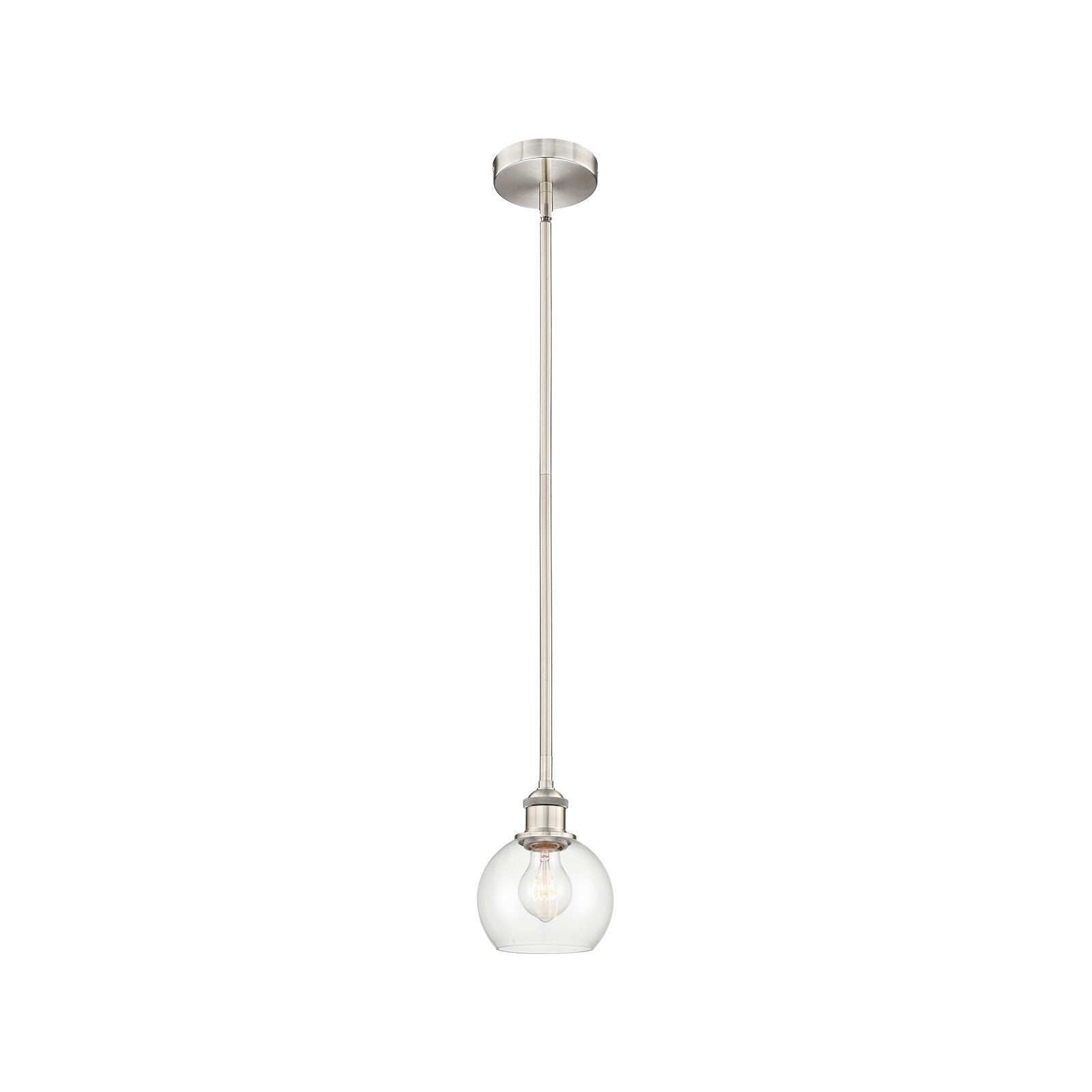 Innovations Athens 6in 1-Light Mini Pendant | Industrial Brushed Satin Nickel Steel and Clear Glass | Kitchen Island & Dining | Model 616-1S-SN-G122-6-LED