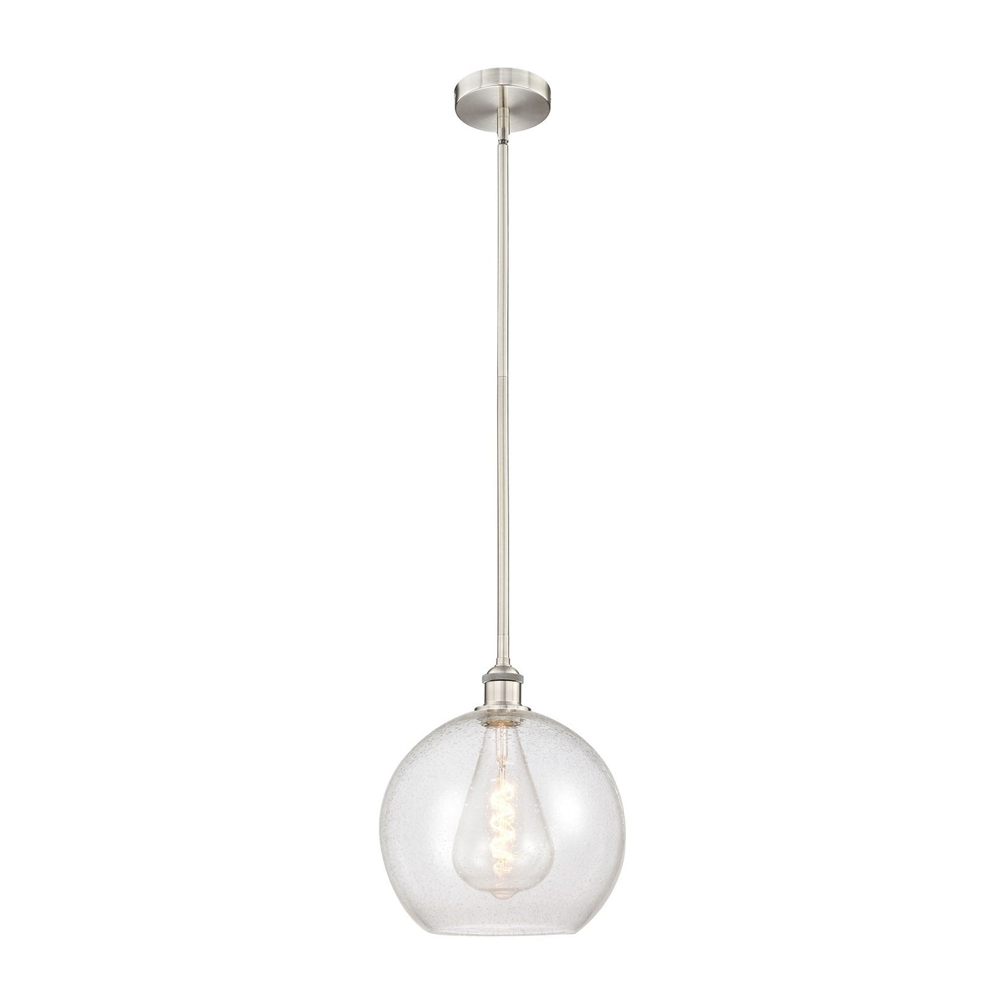 Innovations Athens 12in 1-Light Mini Pendant | Industrial Brushed Satin Nickel Steel and Seedy Glass | Kitchen Island & Dining | Model 616-1S-SN-G124-12