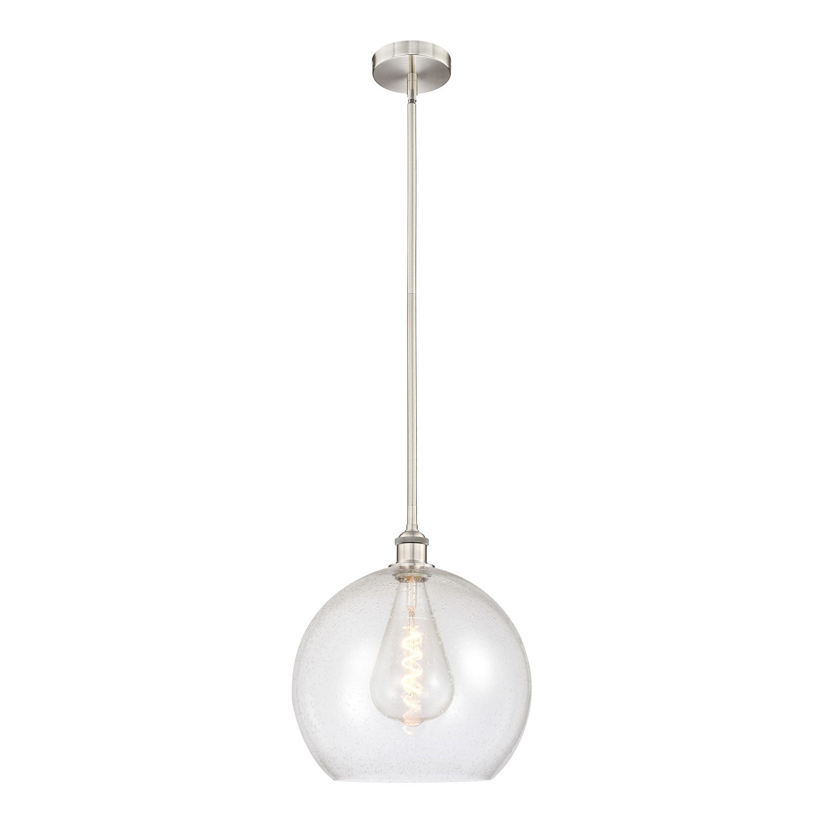 Innovations Athens 14in 1-Light Pendant | Industrial Brushed Satin Nickel Steel and Seedy Glass | Kitchen Island & Dining Room | Model 616-1S-SN-G124-14