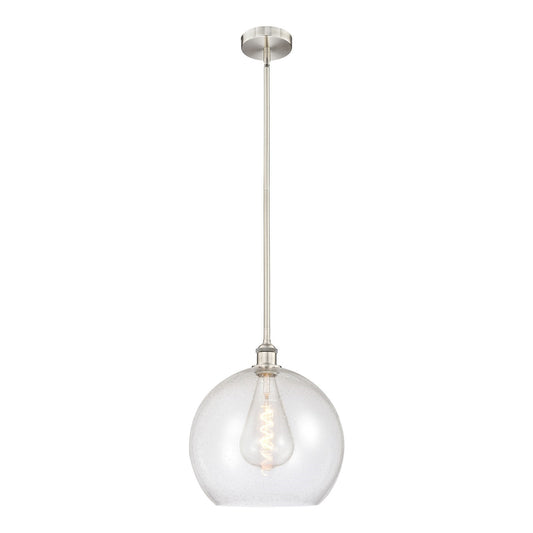 Innovations Athens 14in 1-Light Pendant | Industrial Brushed Satin Nickel Steel and Seedy Glass | Kitchen Island & Dining Room | Model 616-1S-SN-G124-14