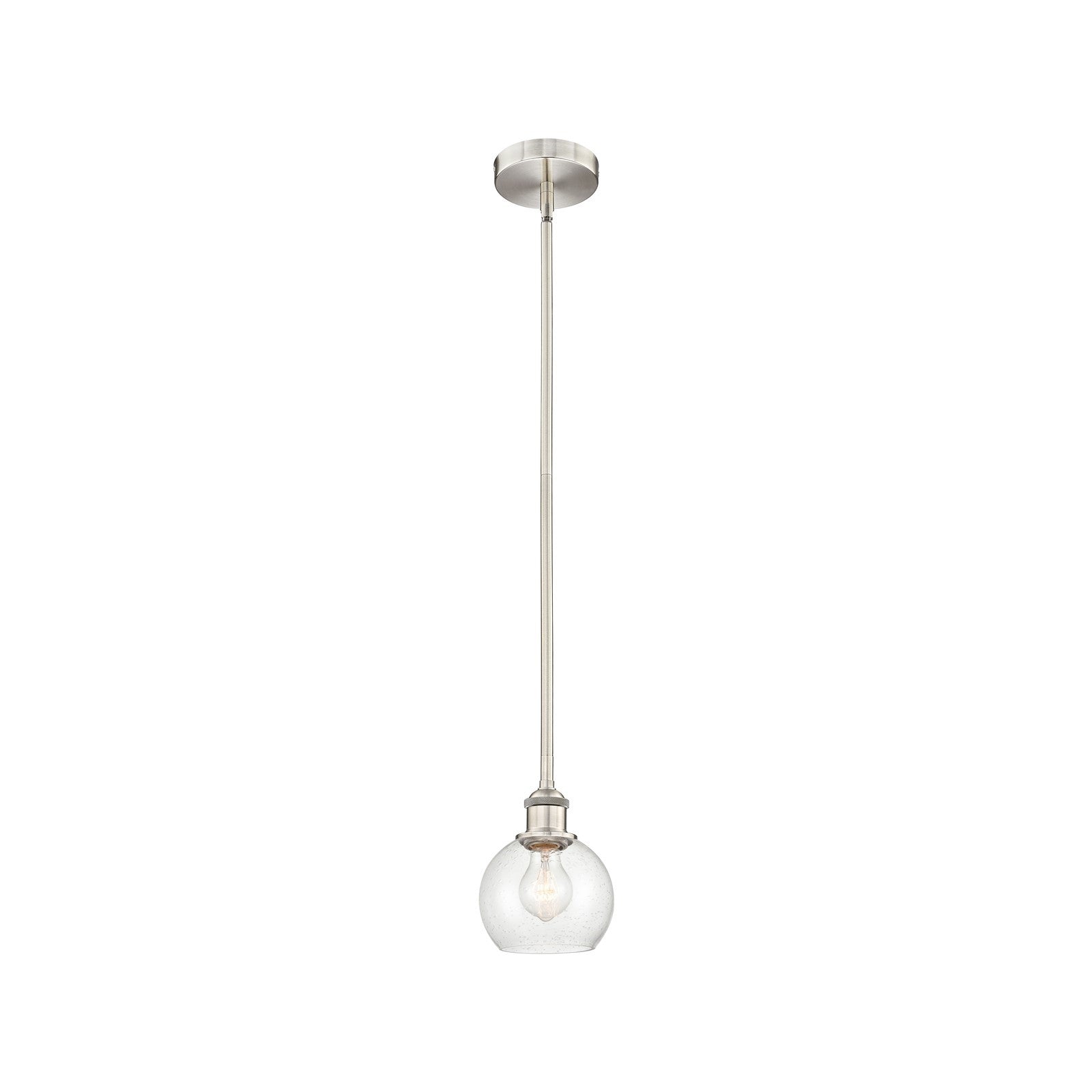 Innovations Athens 6in 1-Light Mini Pendant | Industrial Brushed Satin Nickel Steel and Seedy Glass | Kitchen Island & Dining | Model 616-1S-SN-G124-6