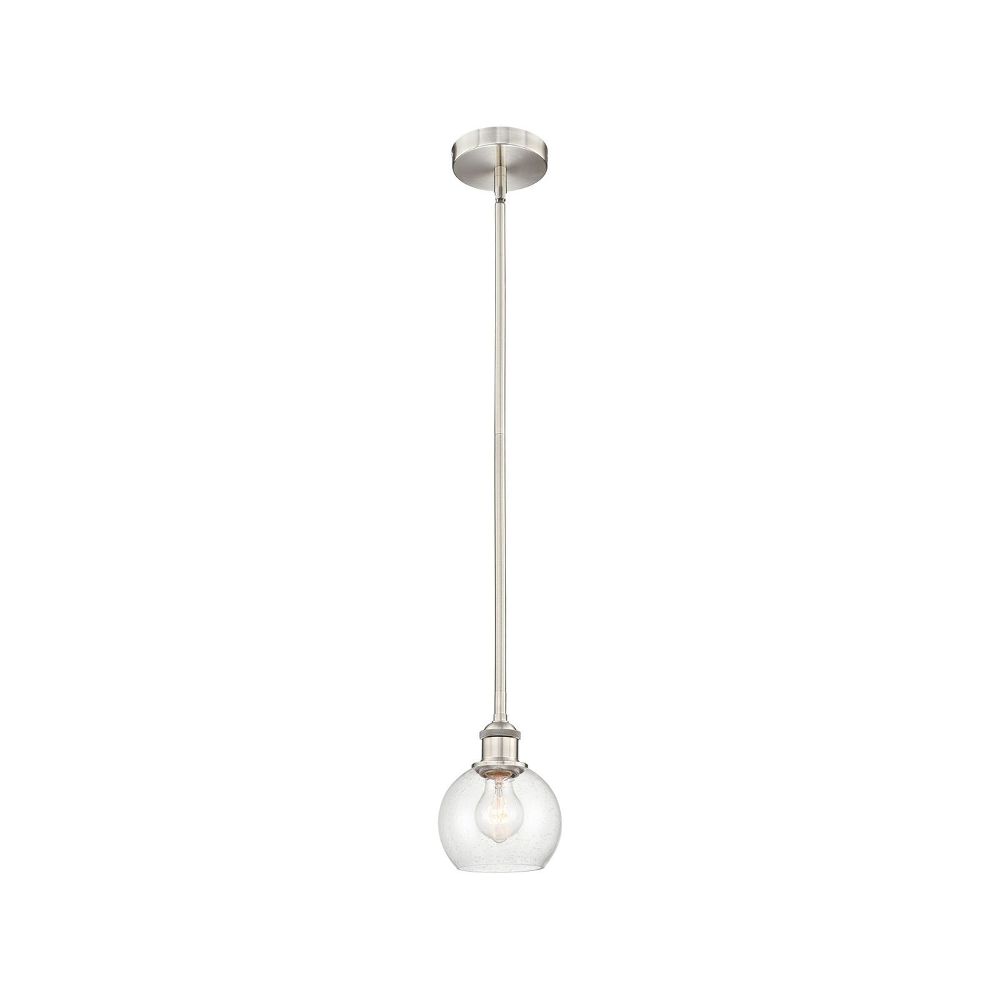 Innovations Athens 6in 1-Light Mini Pendant | Industrial Brushed Satin Nickel Steel and Seedy Glass | Kitchen Island & Dining | Model 616-1S-SN-G124-6