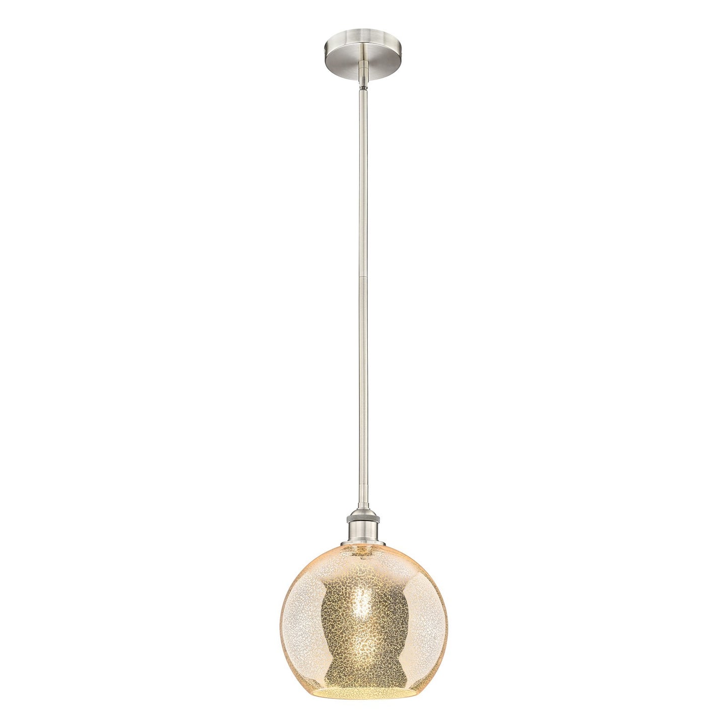 Innovations Athens 10in 1-Light Mini Pendant | Industrial Brushed Satin Nickel and Mercury Glass | Kitchen Island & Dining Room | Model 616-1S-SN-G128-10