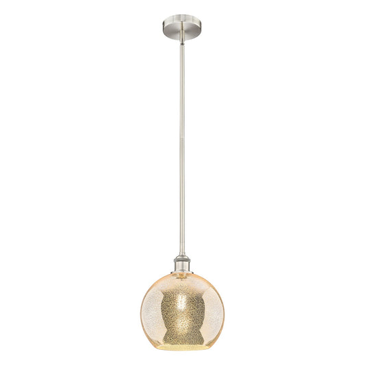 Innovations Athens 10in 1-Light Mini Pendant | Industrial Brushed Satin Nickel and Mercury Glass | Kitchen Island & Dining Room | Model 616-1S-SN-G128-10