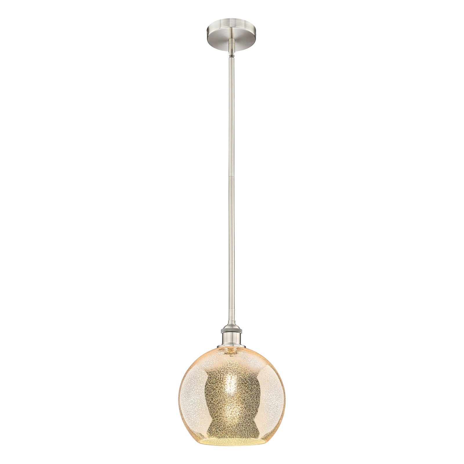 Innovations Athens 10in 1-Light Mini Pendant | Industrial Brushed Satin Nickel and Mercury Glass | Kitchen Island & Dining Room | Model 616-1S-SN-G128-10