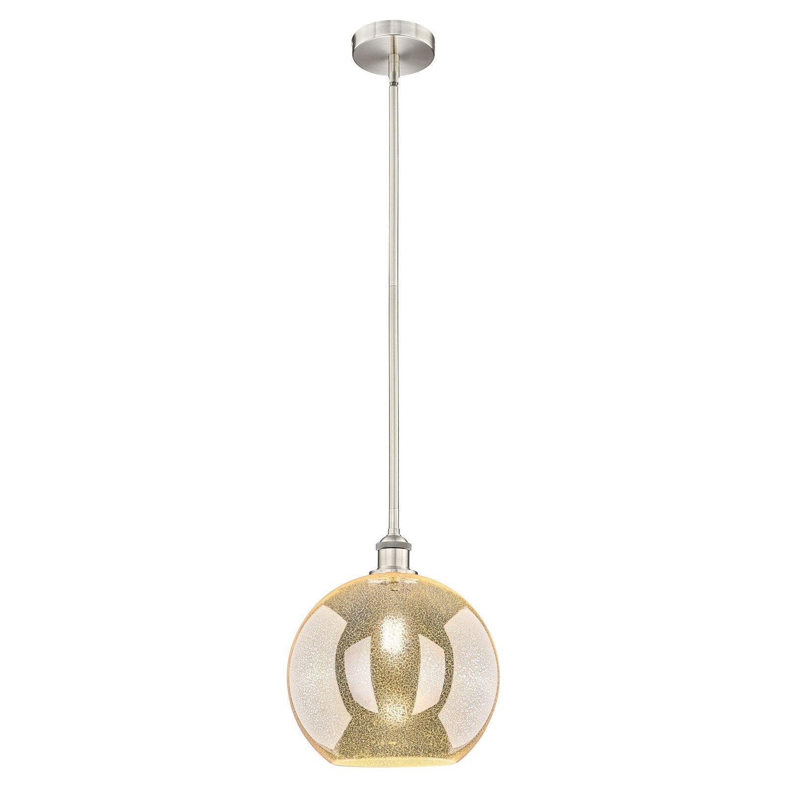 Innovations Athens 12in 1-Light Mini Pendant | Industrial Brushed Satin Nickel Steel and Mercury Glass | Kitchen Island & Dining | Model 616-1S-SN-G128-12