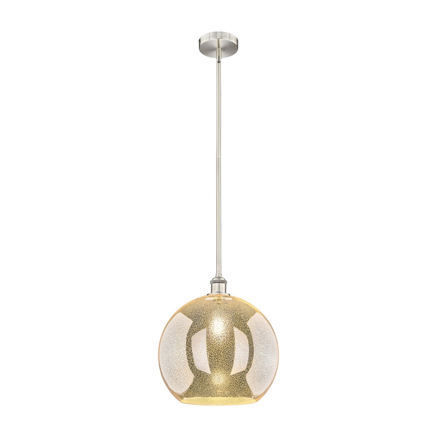 Innovations Athens 14in 1-Light Pendant | Industrial Brushed Satin Nickel Steel and Mercury Glass | Kitchen Island & Dining Room | Model 616-1S-SN-G128-14