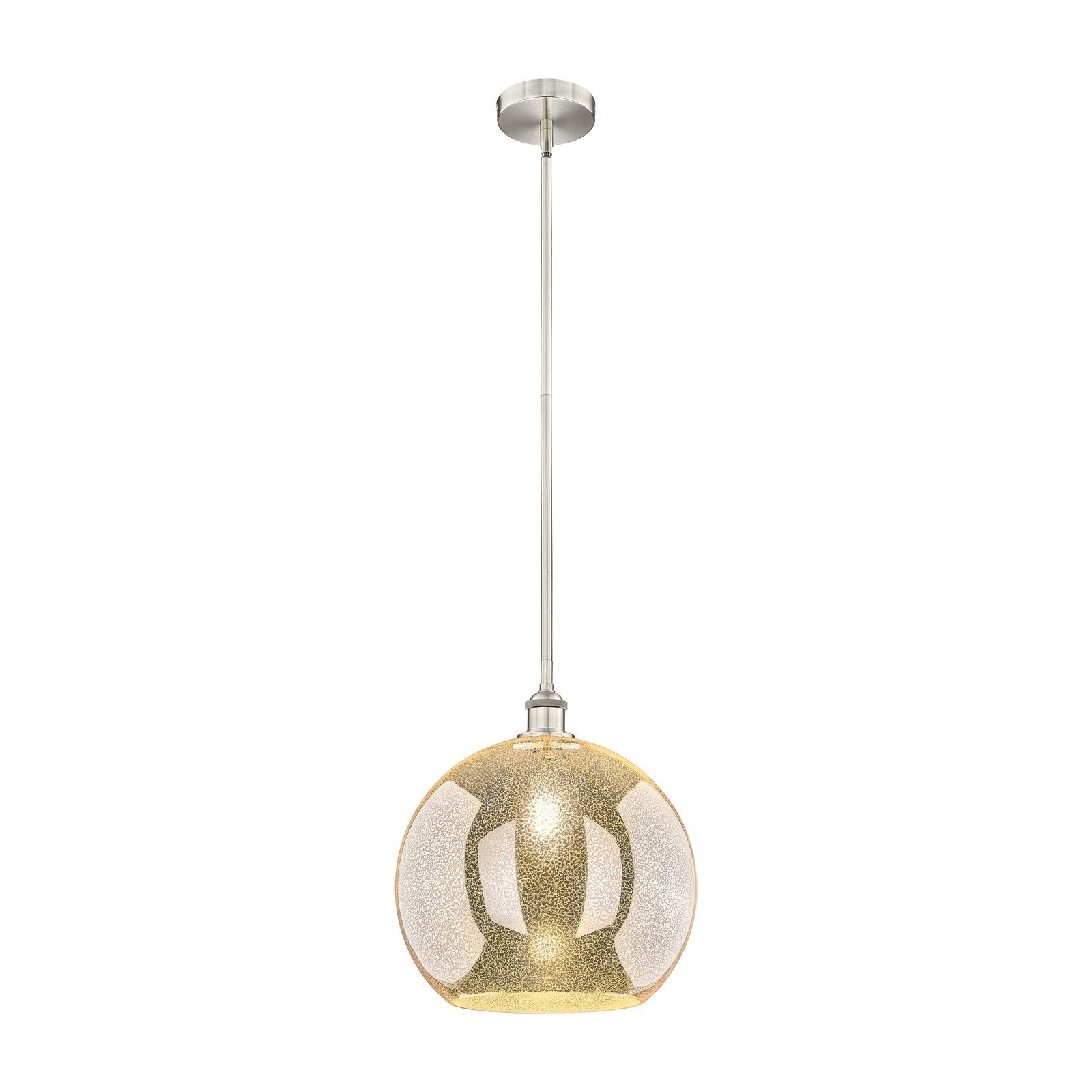 Innovations Athens 14in 1-Light Pendant | Industrial Brushed Satin Nickel Steel and Mercury Glass | Kitchen Island & Dining Room | Model 616-1S-SN-G128-14