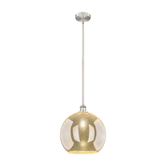 Innovations Athens 14in 1-Light Pendant | Industrial Brushed Satin Nickel Steel and Mercury Glass | Kitchen Island & Dining Room | Model 616-1S-SN-G128-14