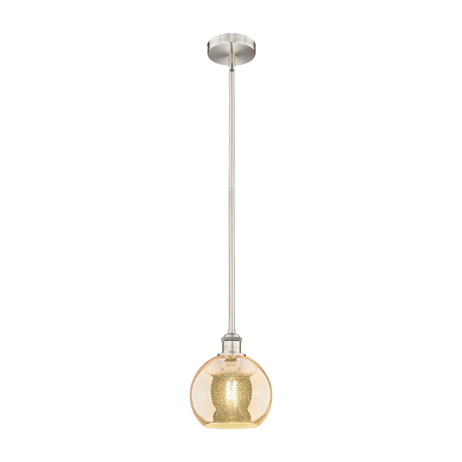 Innovations Athens 8in 1-Light Mini Pendant | Industrial Brushed Satin Nickel Steel and Mercury Glass | Kitchen Island & Dining | Model 616-1S-SN-G128-8