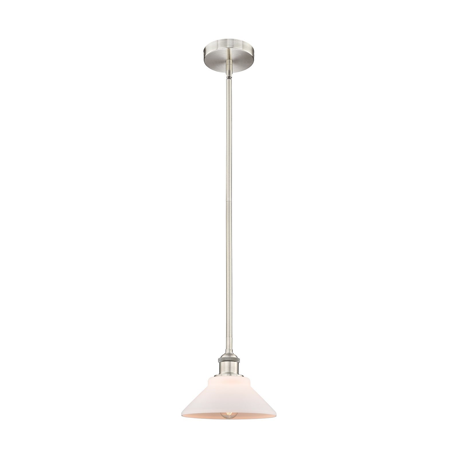 Innovations Orwell 8.38in 1-Light Mini Pendant | Industrial Brushed Satin Nickel Steel and Matte White Glass | Kitchen Island & | Model 616-1S-SN-G131-LED