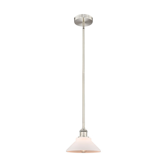 Innovations Orwell 8.38in 1-Light Mini Pendant | Industrial Brushed Satin Nickel Steel and Matte White Glass | Kitchen Island & | Model 616-1S-SN-G131-LED