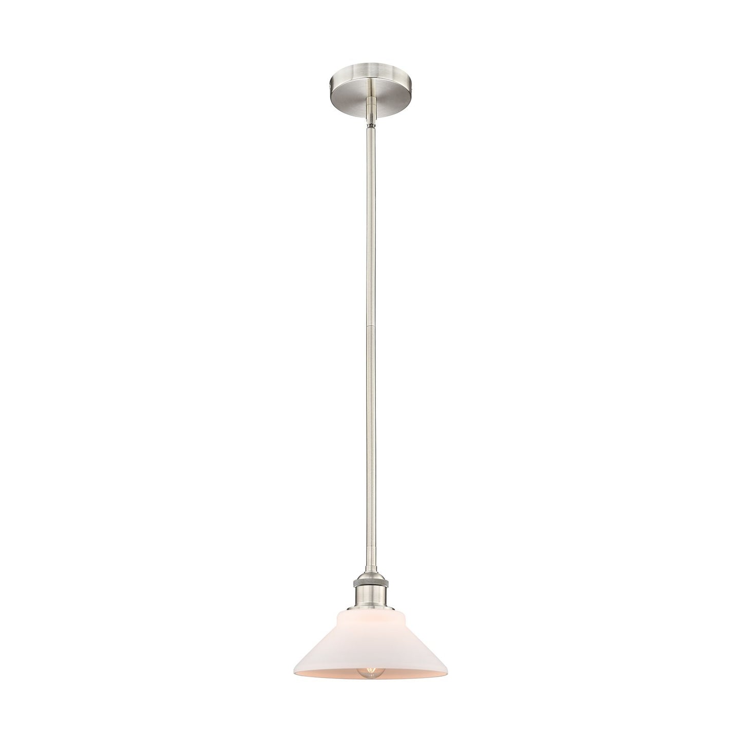 Innovations Orwell 8.38in 1-Light Mini Pendant | Industrial Brushed Satin Nickel Steel and Matte White Glass | Kitchen Island & | Model 616-1S-SN-G131-LED