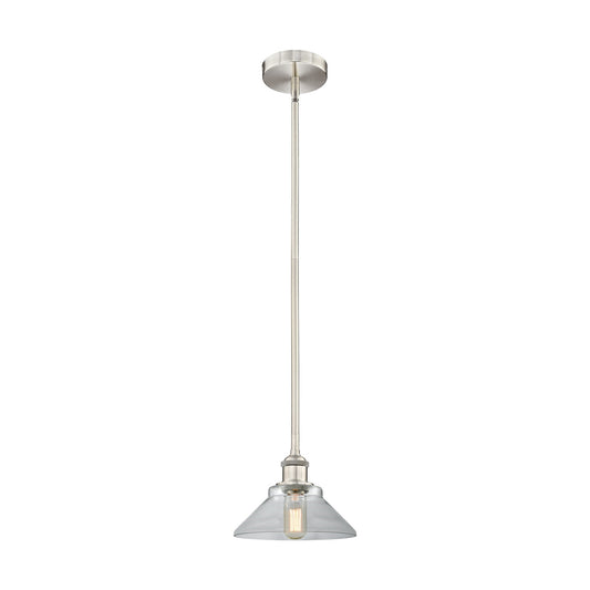 Innovations Orwell 8in 1-Light Mini Pendant | Industrial Brushed Satin Nickel Steel and Clear Glass | Kitchen Island & Dining Room | Model 616-1S-SN-G132
