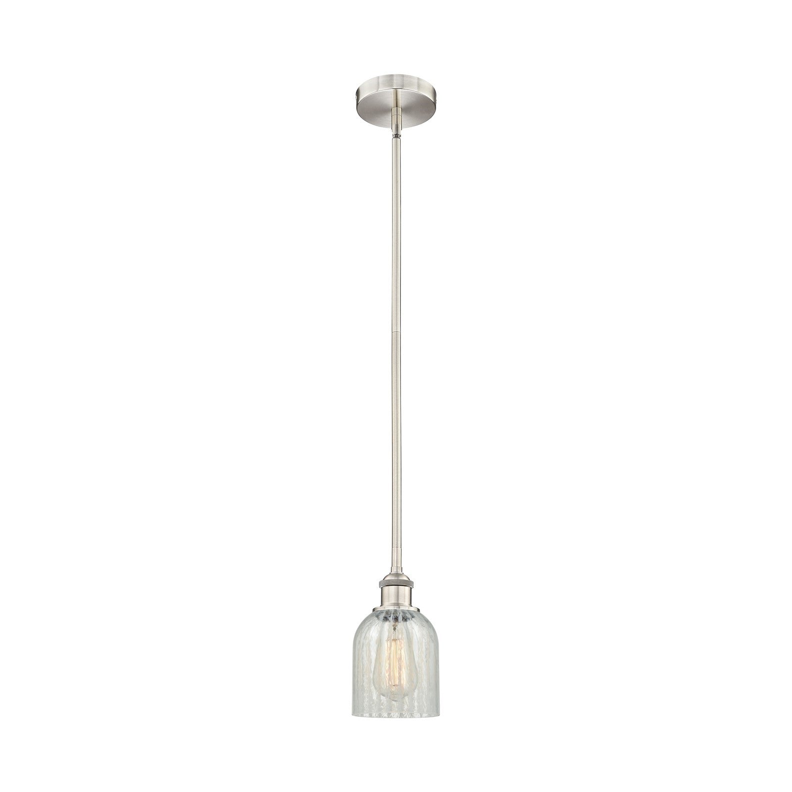 Innovations Caledonia 5in 1-Light Mini Pendant | Industrial Brushed Satin Nickel Steel and Mouchette Glass | Kitchen Island & | Model 616-1S-SN-G2511