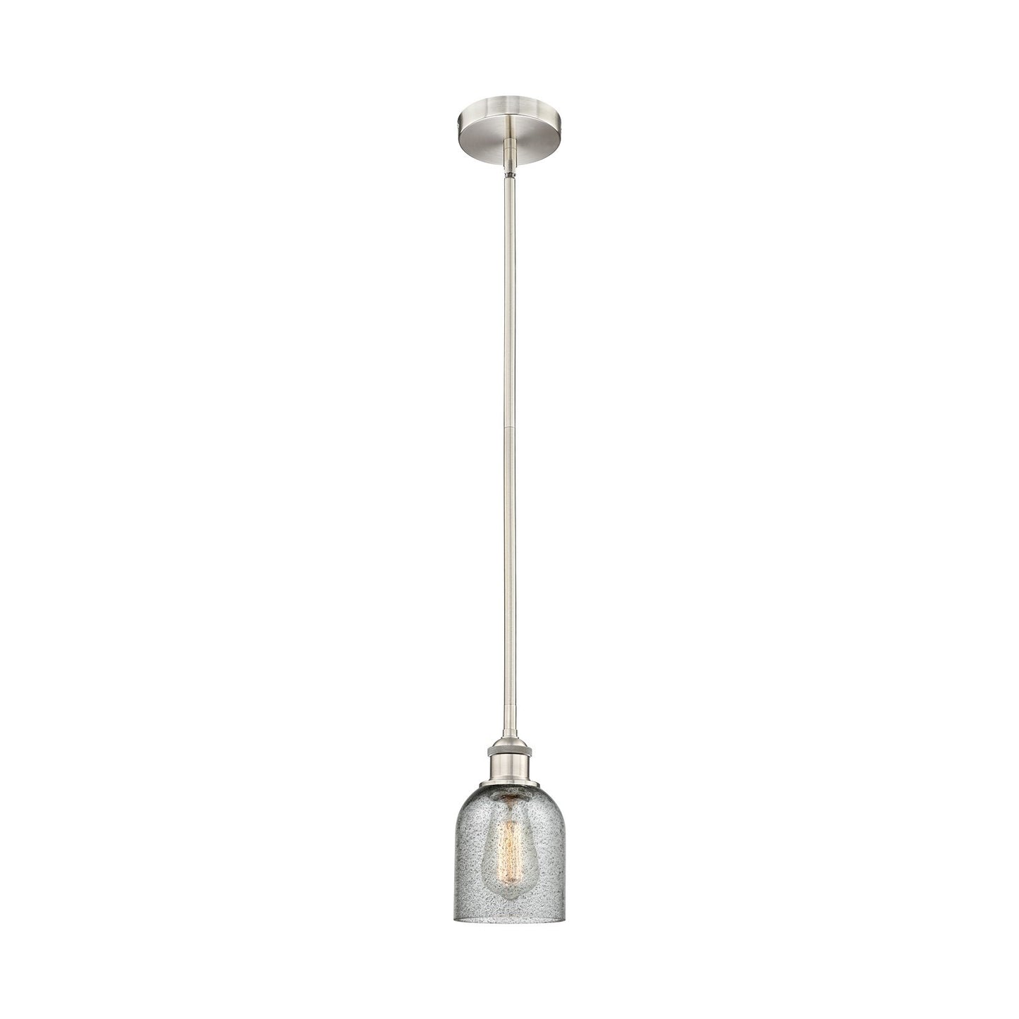 Innovations Caledonia 5in 1-Light Mini Pendant | Industrial Brushed Satin Nickel Steel and Charcoal Glass | Kitchen Island & Dining | Model 616-1S-SN-G257