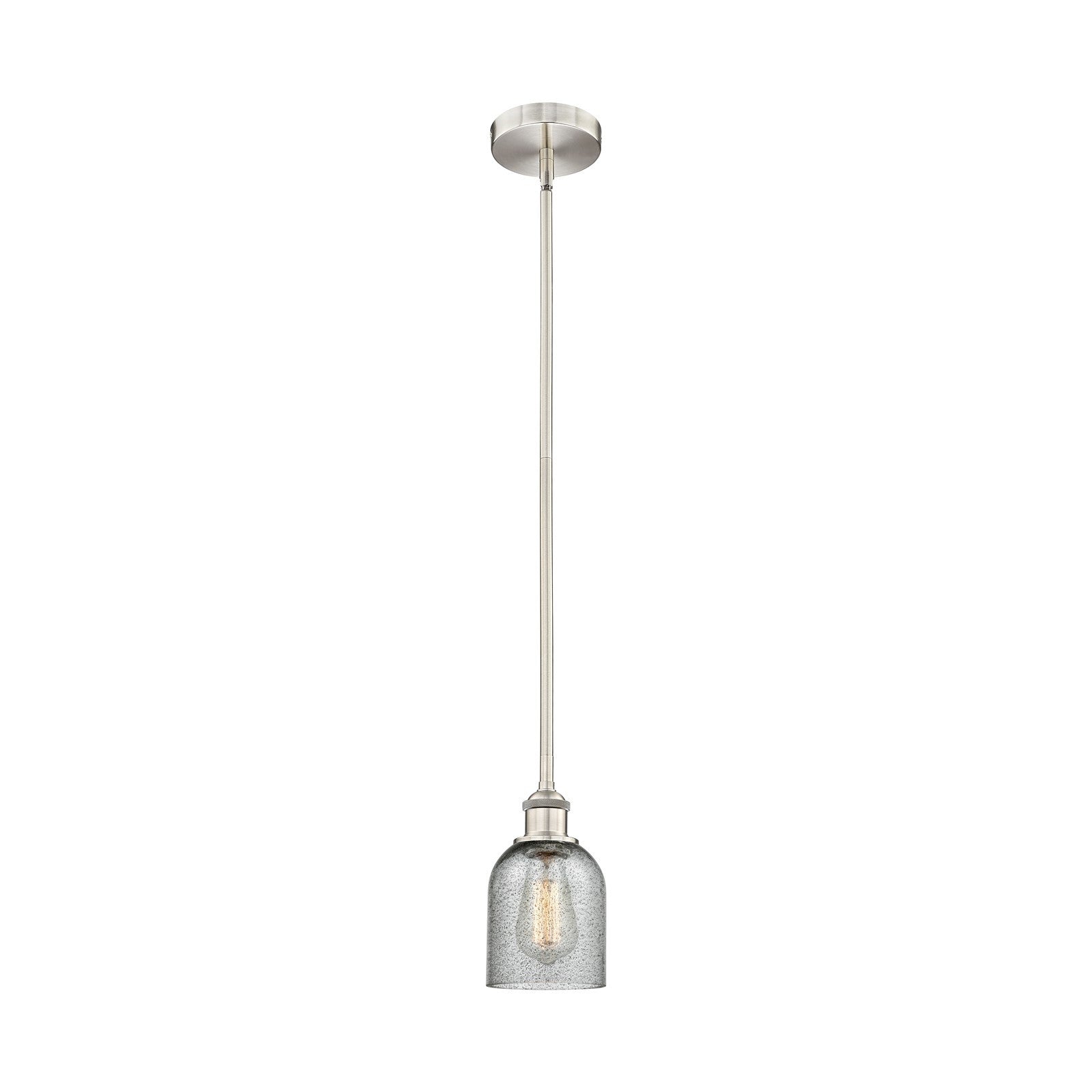 Innovations Caledonia 5in 1-Light Mini Pendant | Industrial Brushed Satin Nickel Steel and Charcoal Glass | Kitchen Island & | Model 616-1S-SN-G257-LED