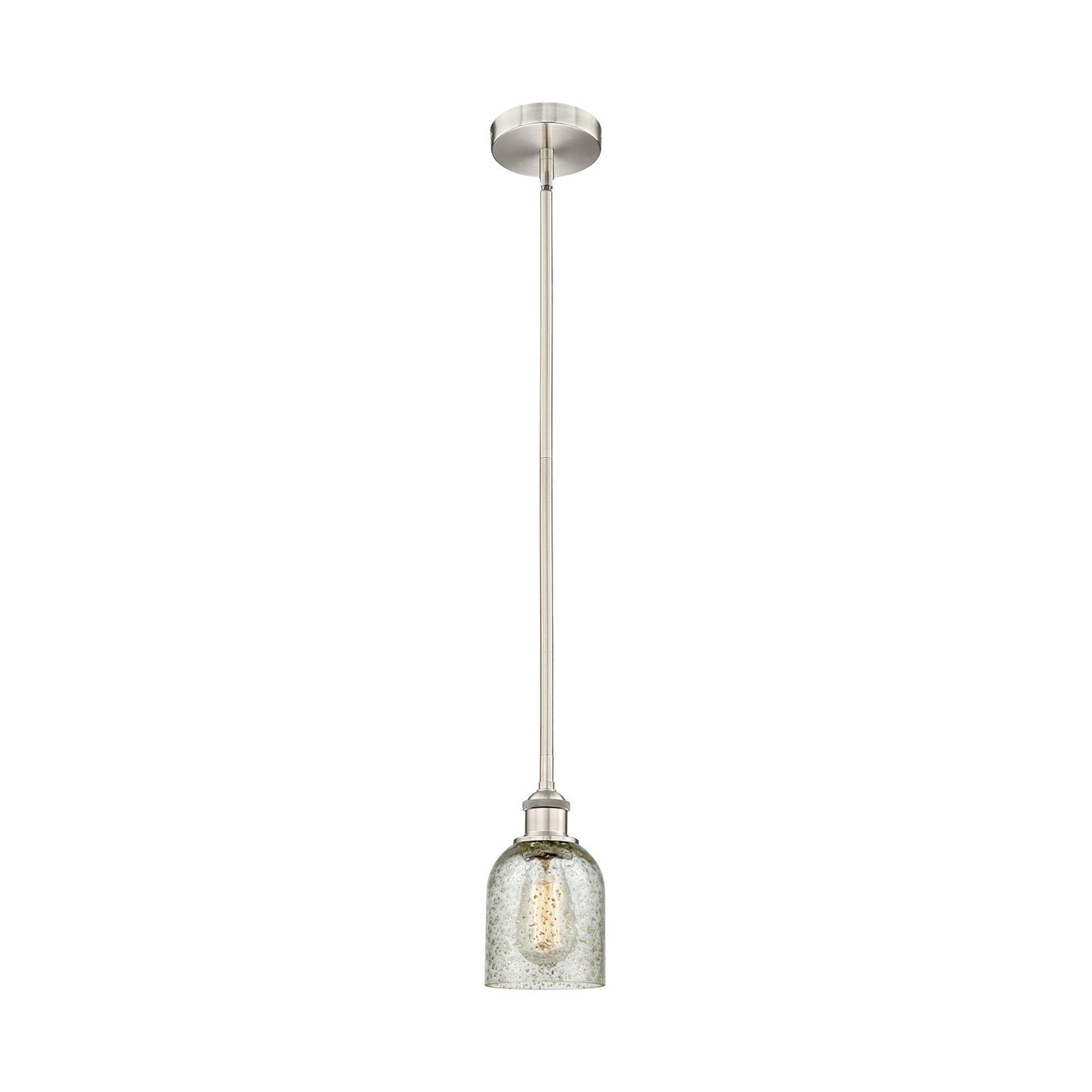 Innovations Caledonia 5in 1-Light Mini Pendant | Industrial Brushed Satin Nickel and Mica Glass | Kitchen Island & Dining Room | Model 616-1S-SN-G259-LED