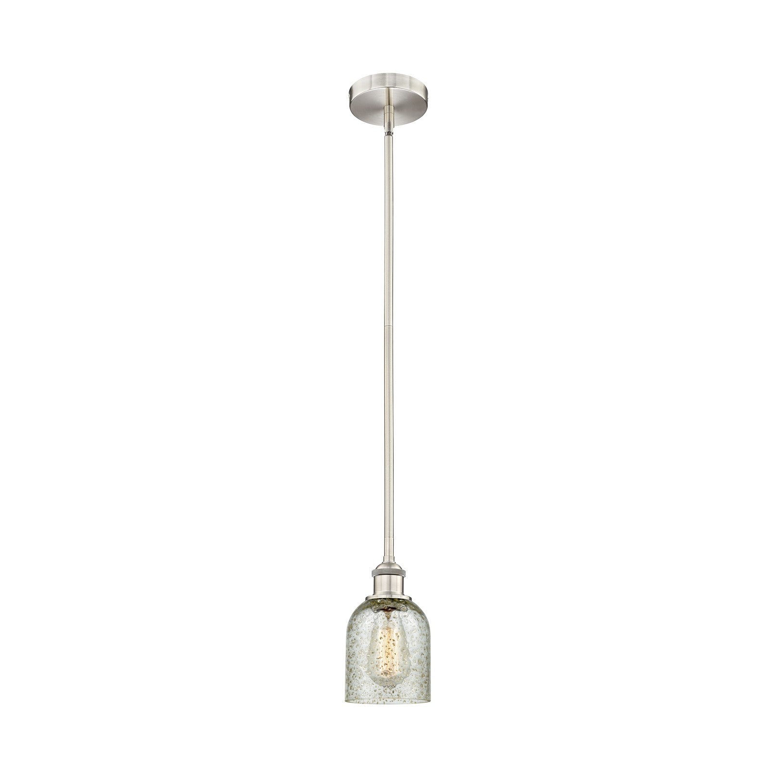 Innovations Caledonia 5in 1-Light Mini Pendant | Industrial Brushed Satin Nickel and Mica Glass | Kitchen Island & Dining Room | Model 616-1S-SN-G259-LED