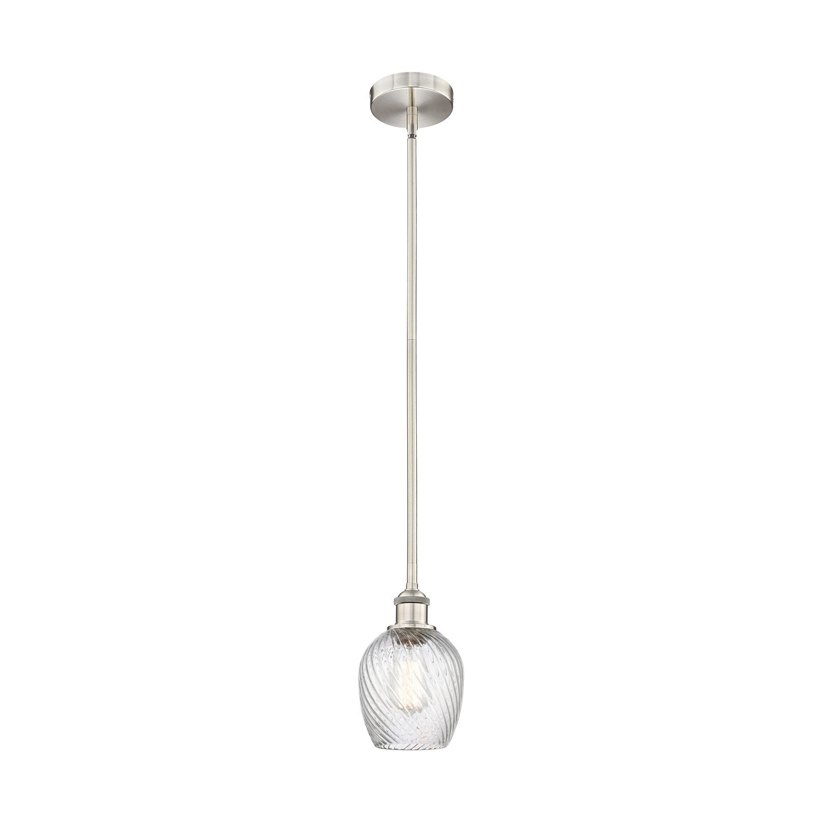 Innovations Salina 6in 1-Light Mini Pendant | Industrial Brushed Satin Nickel and Clear Spiral Fluted Glass | Kitchen Island & | Model 616-1S-SN-G292