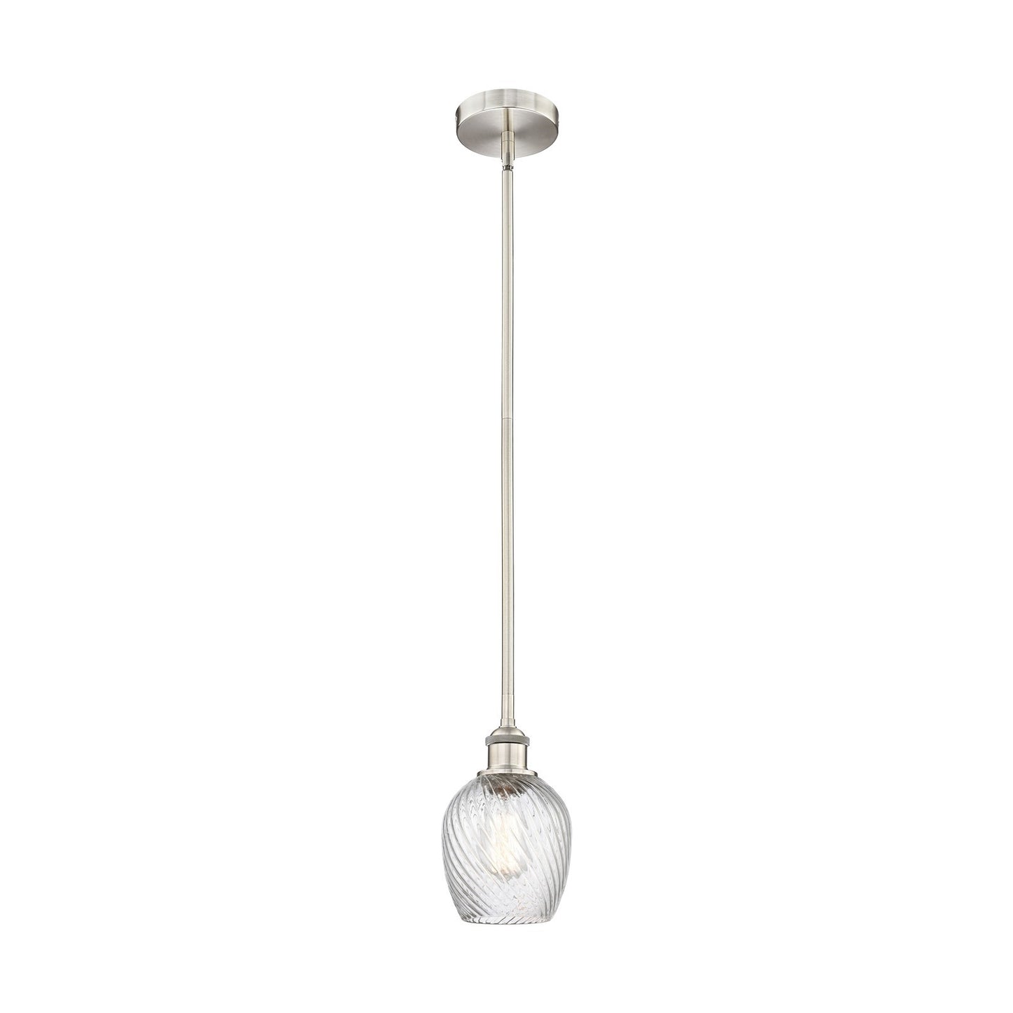 Innovations Salina 6in 1-Light Mini Pendant | Industrial Brushed Satin Nickel and Clear Spiral Fluted Glass | Kitchen Island & | Model 616-1S-SN-G292-LED