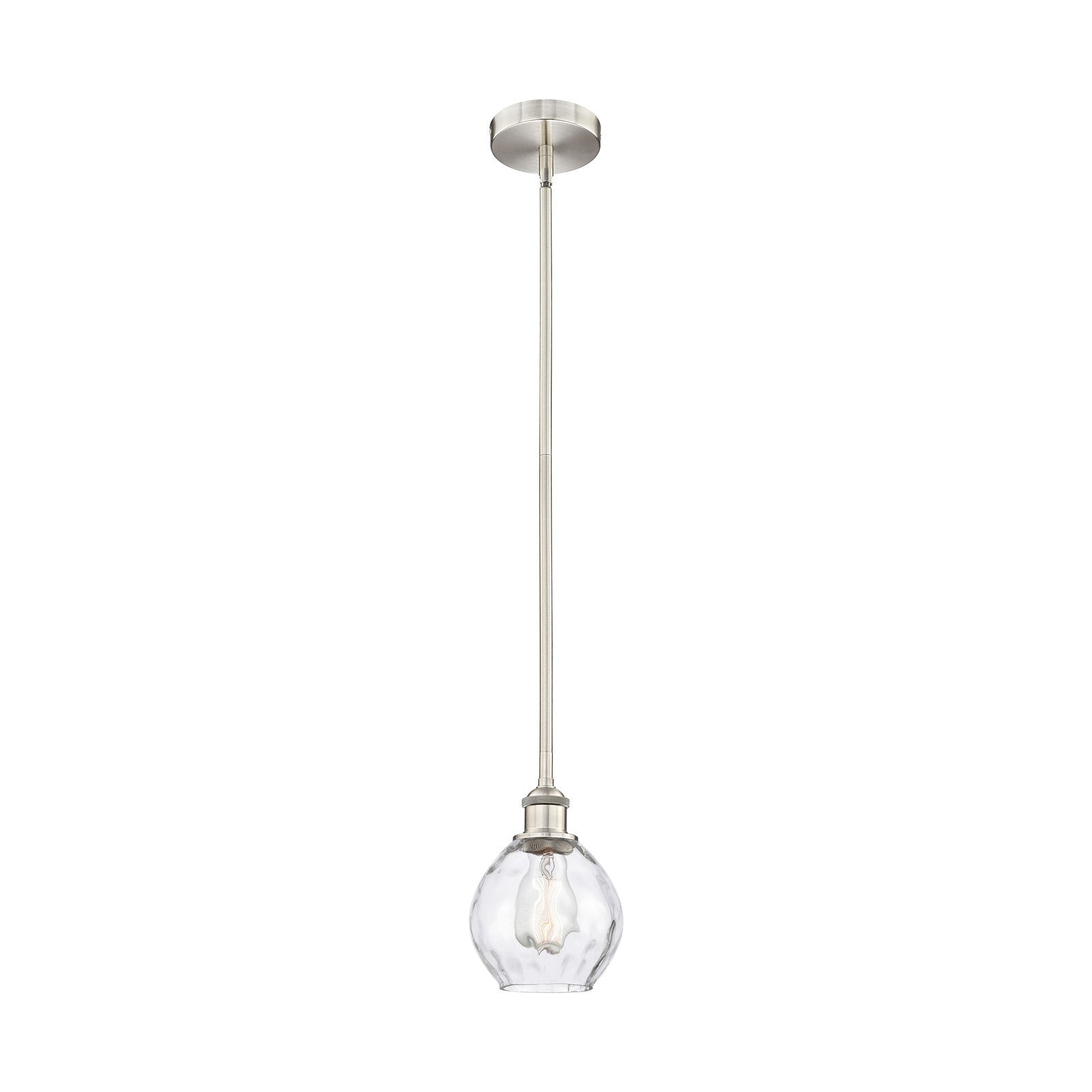 Innovations Waverly 6in 1-Light Mini Pendant | Industrial Brushed Satin Nickel and Clear Water Glass | Kitchen Island & Dining | Model 616-1S-SN-G362-LED