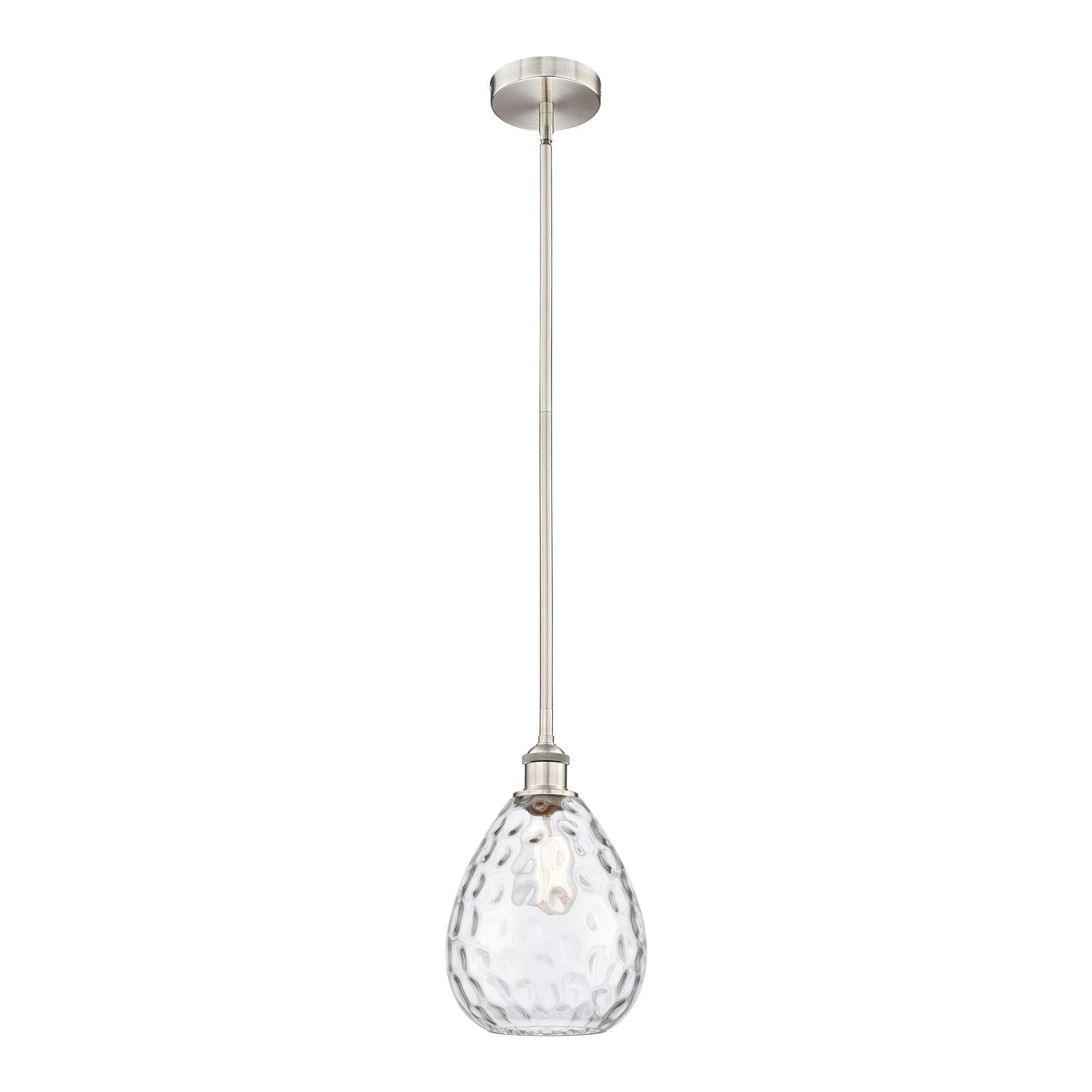 Innovations Waverly 8in 1-Light Mini Pendant | Industrial Brushed Satin Nickel and Clear Glass | Kitchen Island & Dining Room | Model 616-1S-SN-G372-LED